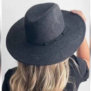 New Universal Thread Wide Brim Wool Felt Fedora Hat Charcoal Gray Women's